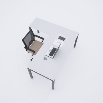 Cube 40 Etajerli Çalışma Masası Beyaz - 200x80