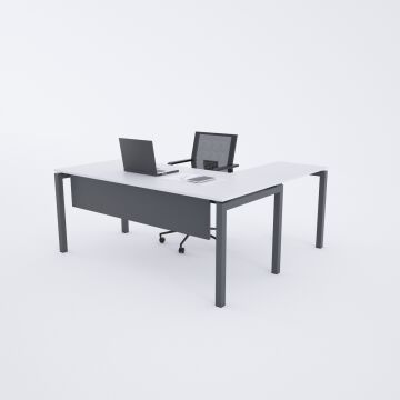 Cube 40 Etajerli Çalışma Masası Beyaz - 200x80