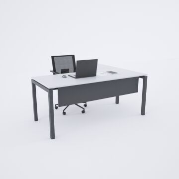 Cube 40 Etajerli Çalışma Masası Beyaz - 200x80