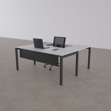 Cube 40 Etajerli Çalışma Masası Beyaz - 200x80