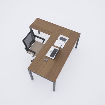 Cube 40 Etajerli Çalışma Masası Ceviz - 160x80