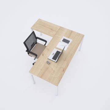 Cube 40 Etajerli Çalışma Masası Meşe - 160x80