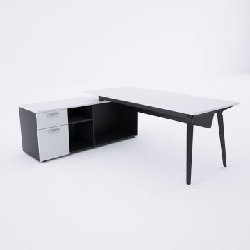 Nova 160cm Alt Etajerli Çalışma Masası 180x80 - Beyaz