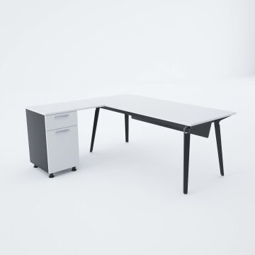 Nova Keson Etajerli Çalışma Masası 200x80 - Beyaz