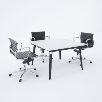 Nova Kare Toplantı Masası S 90x90 - Beyaz