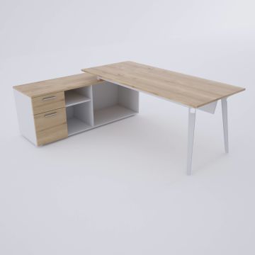 Nova 160cm Alt Etajerli Çalışma Masası 200x80 - Meşe