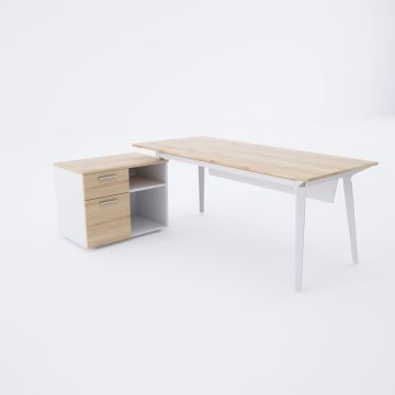 Nova 80cm Alt Etajerli Çalışma Masası 200x80 - Meşe