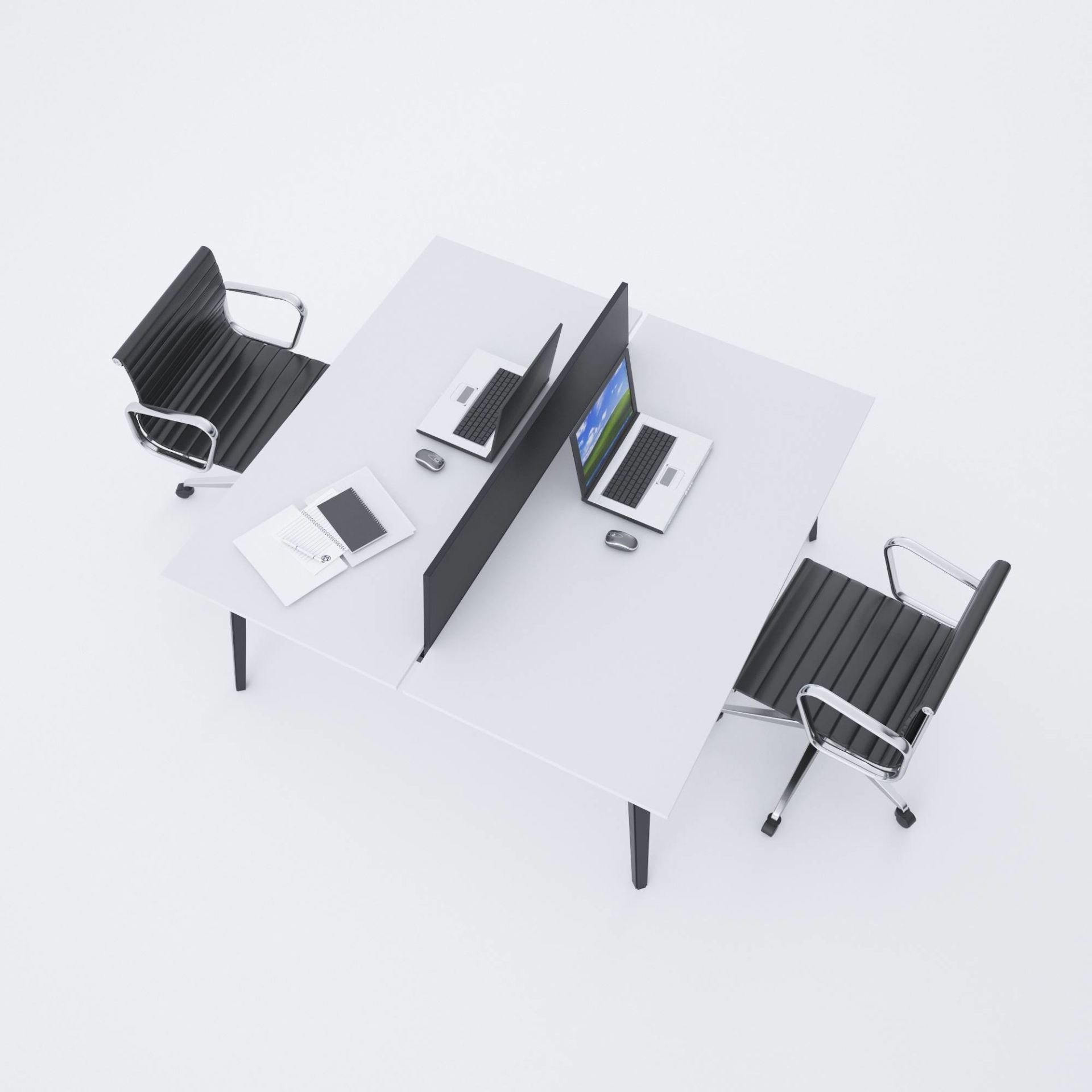 Nova İkili Çalışma Masası 140x140 - Beyaz