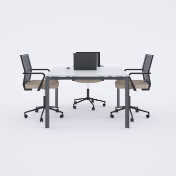 Five Kare Toplantı Masası S 110x110 - Beyaz