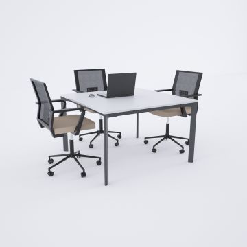 Five Kare Toplantı Masası S 110x110 - Beyaz