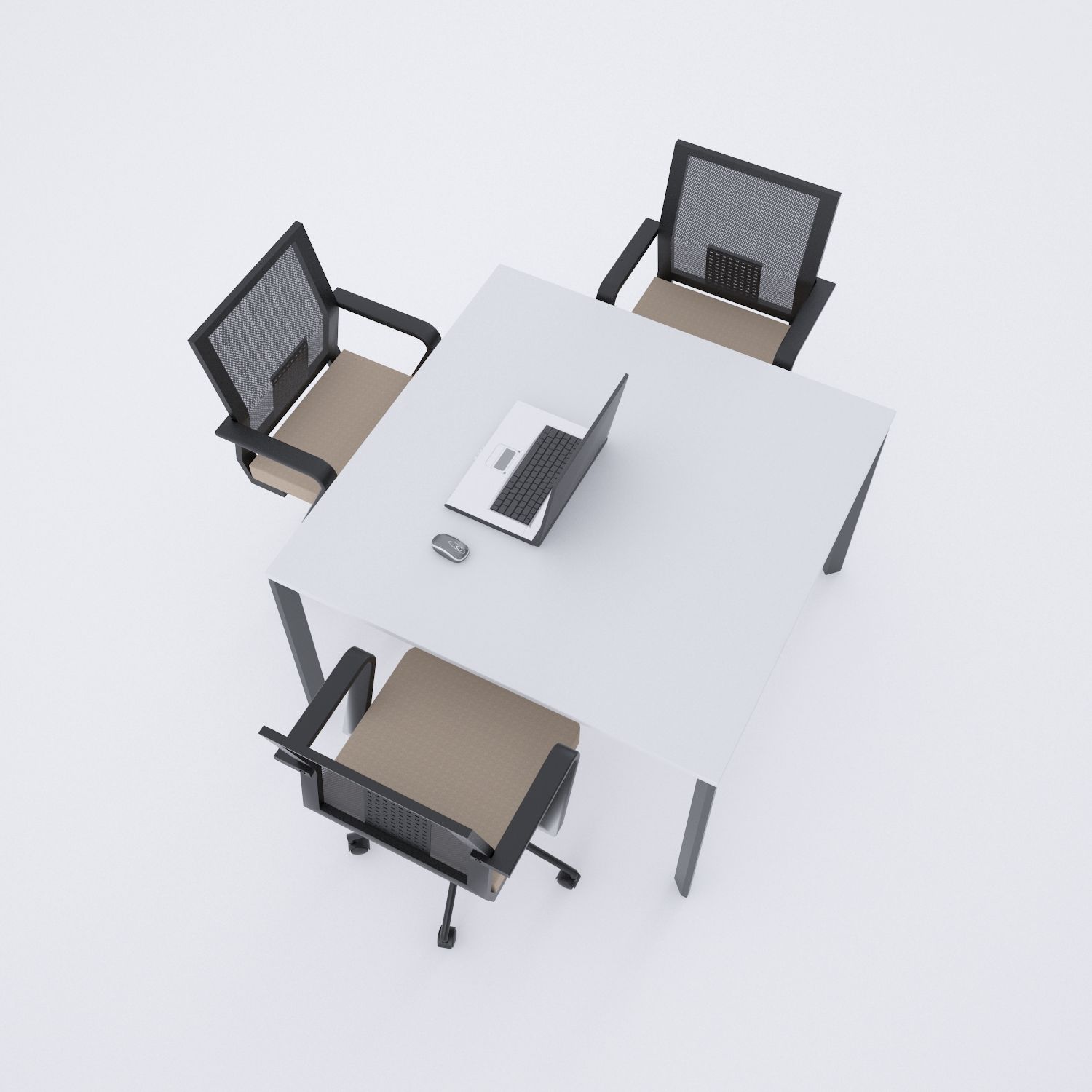 Five Kare Toplantı Masası S 120x120 - Beyaz