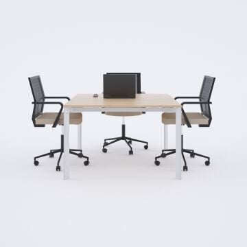 Five Kare Toplantı Masası S 110x110 - Meşe