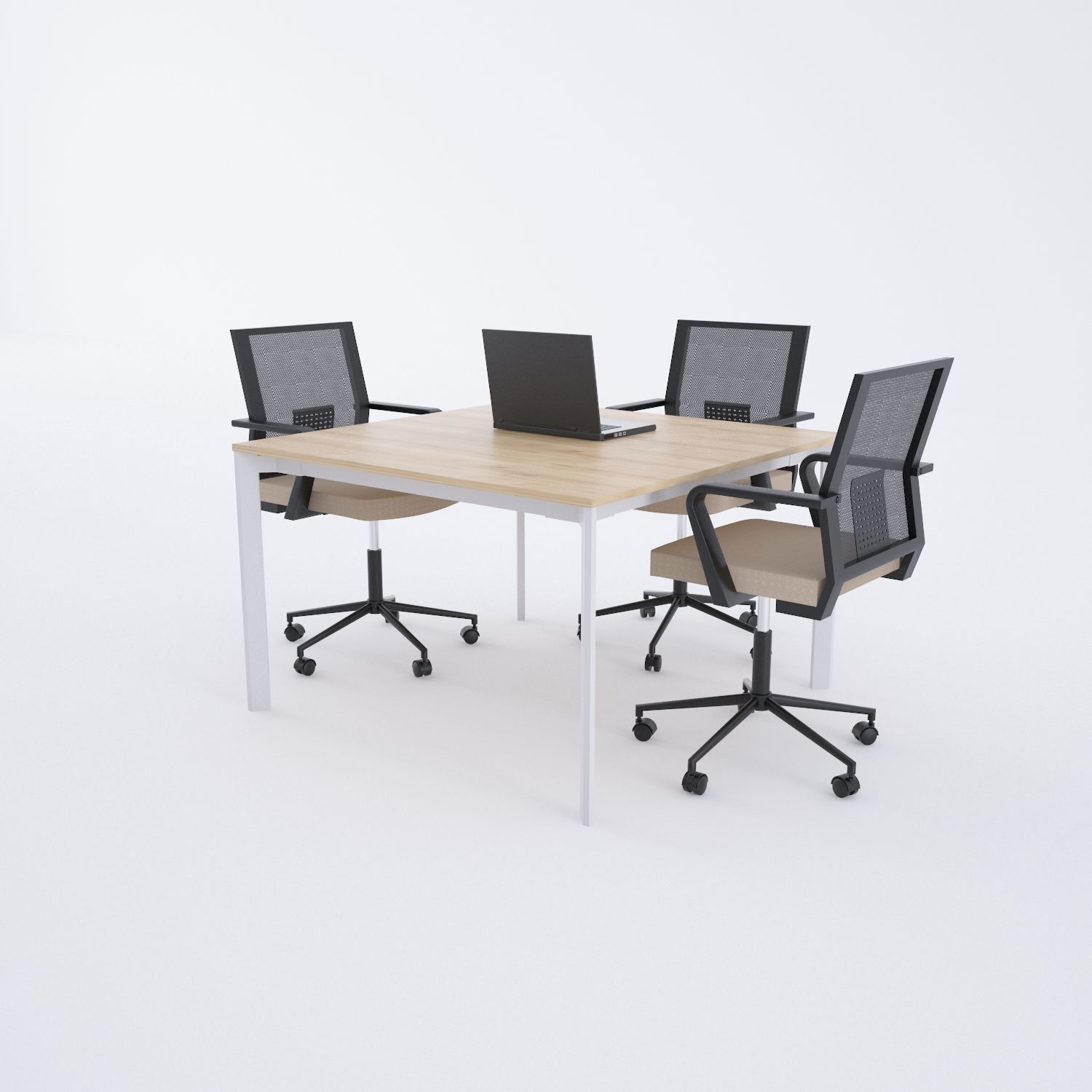 Five Kare Toplantı Masası S 120x120 - Meşe