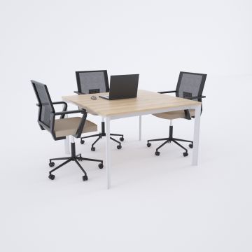 Five Kare Toplantı Masası S 120x120 - Meşe