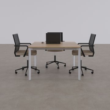 Five Kare Toplantı Masası S 120x120 - Meşe