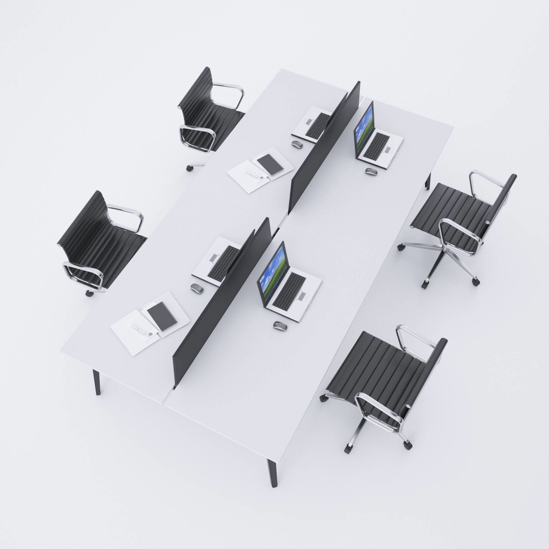 Nova Dörtlü Çalışma Masası 200x140 - Beyaz