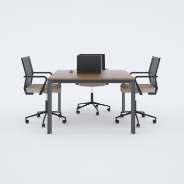 Five Kare Toplantı Masası S 100x100 - Ceviz