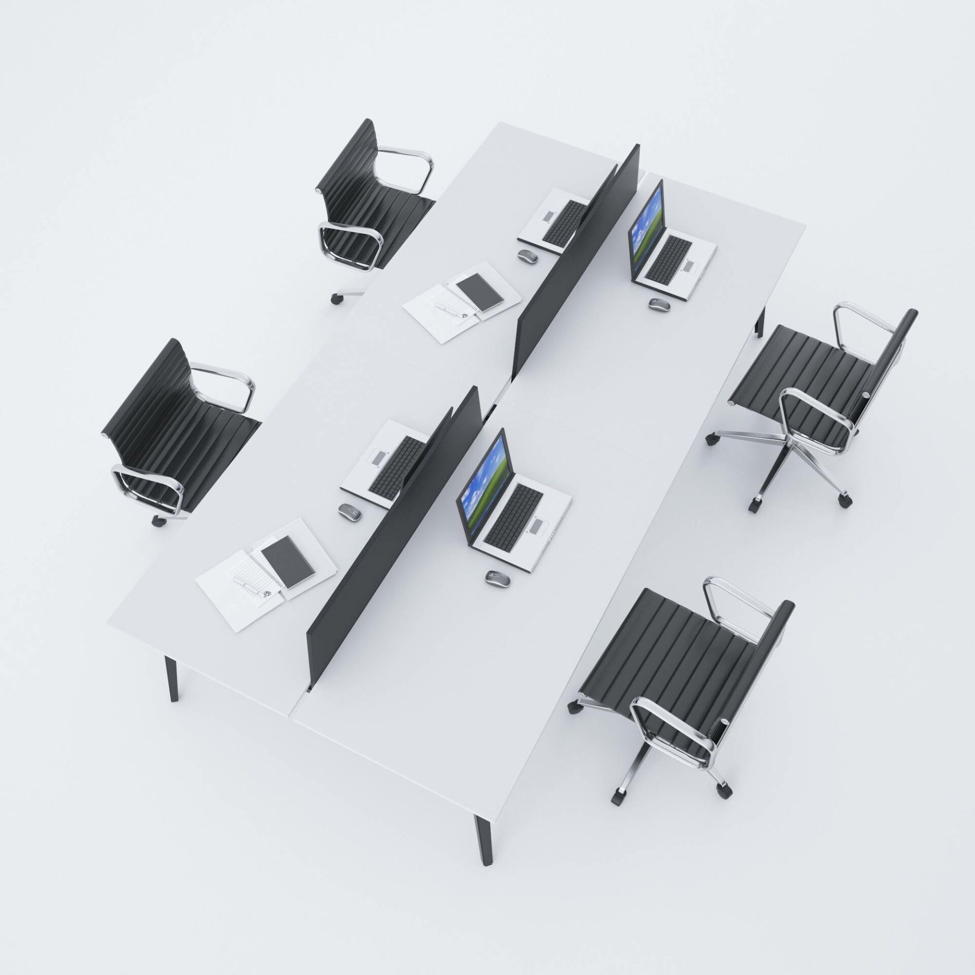 Nova Dörtlü Çalışma Masası 240x140 - Beyaz