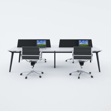 Nova Dörtlü Çalışma Masası 240x140 - Beyaz