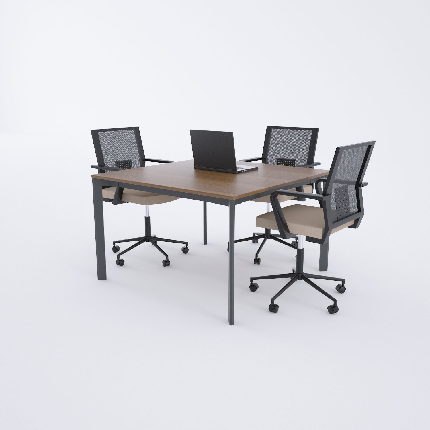 Five Kare Toplantı Masası S 120x120 - Ceviz