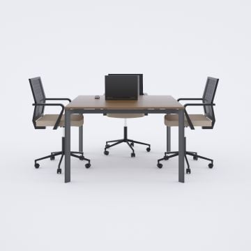 Five Kare Toplantı Masası S 120x120 - Ceviz