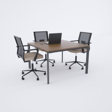 Five Kare Toplantı Masası S 120x120 - Ceviz