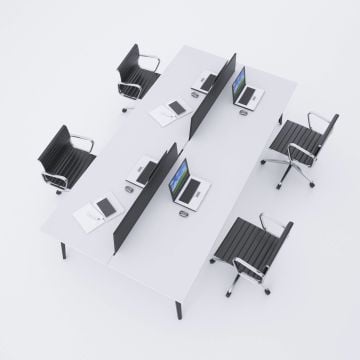 Nova Dörtlü Çalışma Masası 280x140 - Beyaz