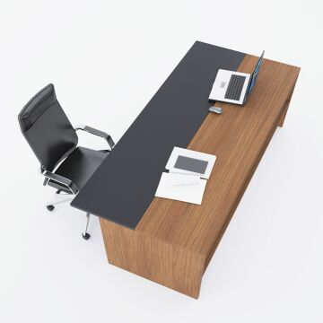 Rectan Yönetici Masası 180x90 - Ceviz+Antrasit