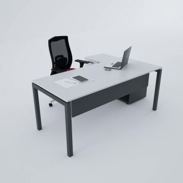 Cube-40 120cm Alt Etajerli Çalışma Masası 140x80 - Beyaz