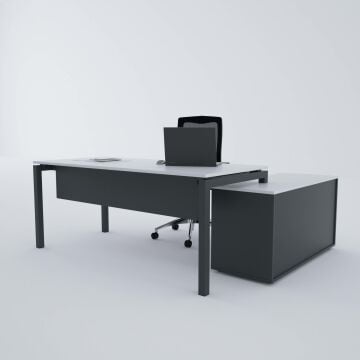 Cube-40 120cm Alt Etajerli Çalışma Masası 140x80 - Beyaz