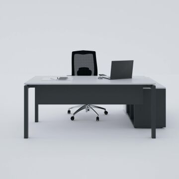 Cube-40 120cm Alt Etajerli Çalışma Masası 140x80 - Beyaz