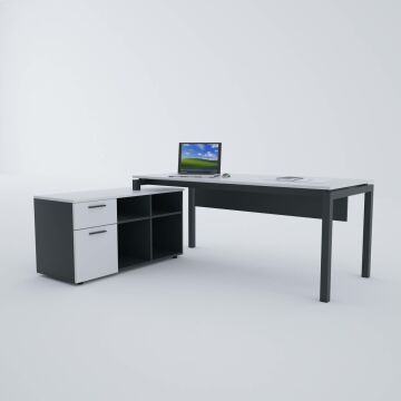 Cube-40 120cm Alt Etajerli Çalışma Masası 140x80 - Beyaz