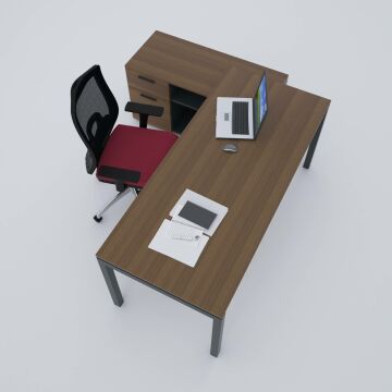 Cube-40 120cm Alt Etajerli Çalışma Masası 140x80 - Ceviz