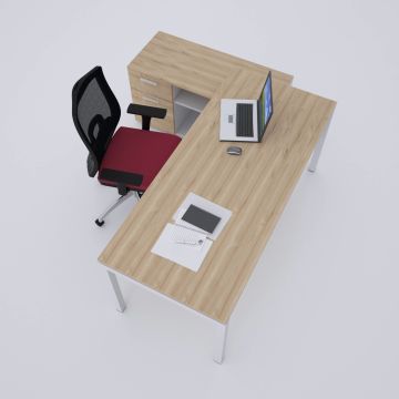 Cube-40 120cm Alt Etajerli Çalışma Masası 140x80 - Meşe