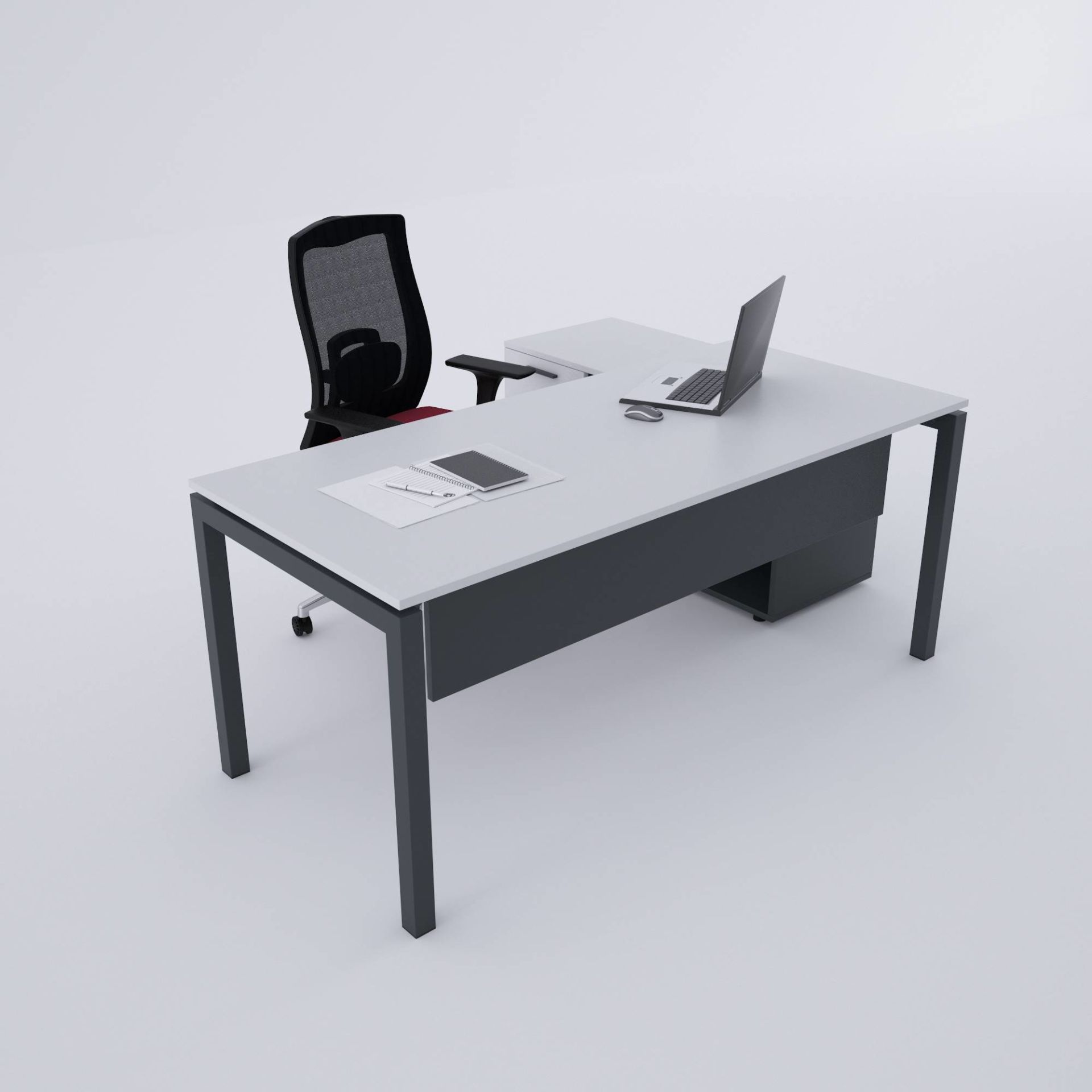 Cube-40 120cm Alt Etajerli Çalışma Masası 160x80 - Beyaz