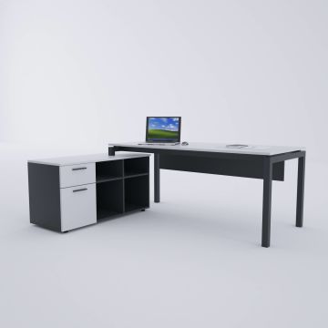 Cube-40 120cm Alt Etajerli Çalışma Masası 160x80 - Beyaz