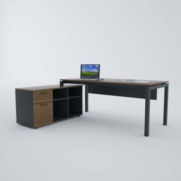 Cube-40 120cm Alt Etajerli Çalışma Masası 160x80 - Ceviz