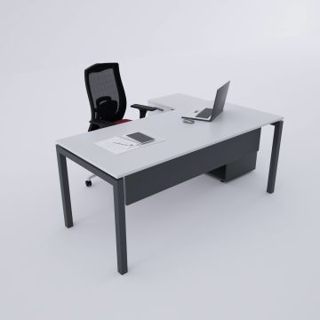 Cube-40 120cm Alt Etajerli Çalışma Masası 180x80 - Beyaz