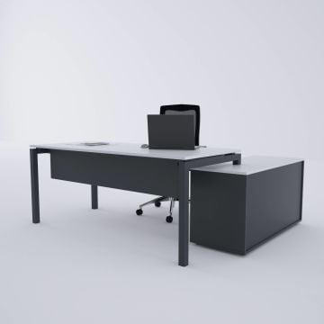 Cube-40 120cm Alt Etajerli Çalışma Masası 180x80 - Beyaz