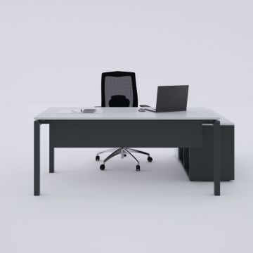 Cube-40 120cm Alt Etajerli Çalışma Masası 180x80 - Beyaz