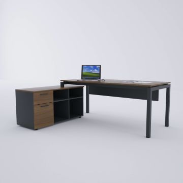 Cube-40 120cm Alt Etajerli Çalışma Masası 180x80 - Ceviz