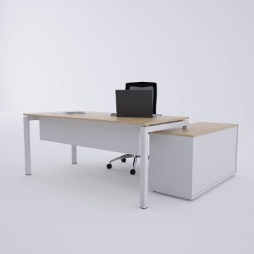 Cube-40 120cm Alt Etajerli Çalışma Masası 180x80 - Meşe