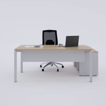 Cube-40 120cm Alt Etajerli Çalışma Masası 180x80 - Meşe