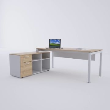 Cube-40 120cm Alt Etajerli Çalışma Masası 180x80 - Meşe