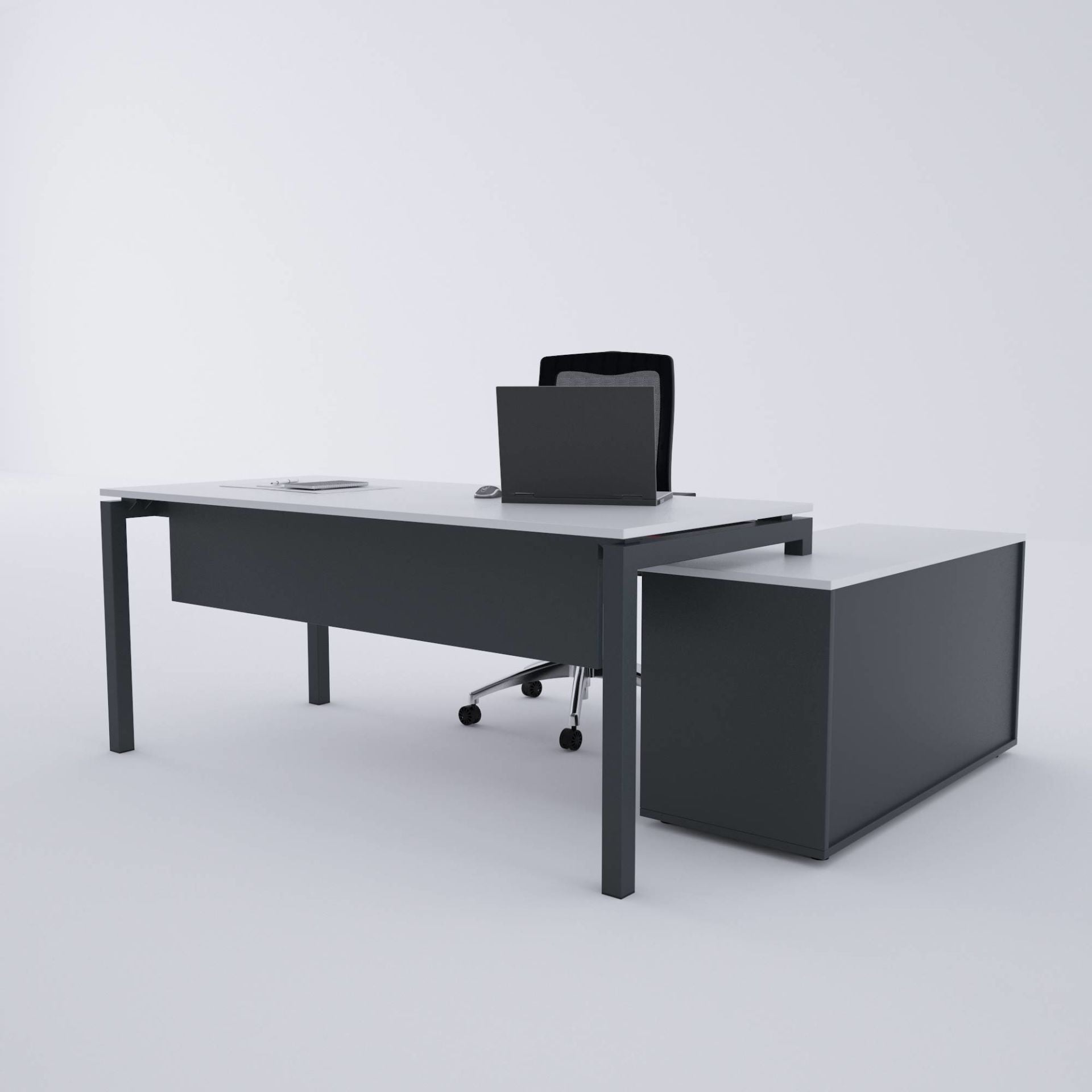 Cube-40 120cm Alt Etajerli Çalışma Masası 200x80 - Beyaz