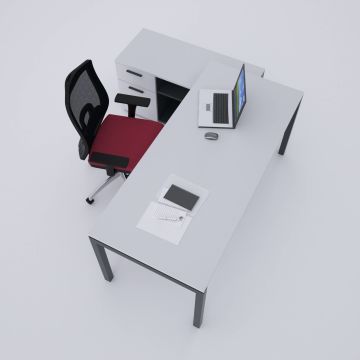 Cube-40 120cm Alt Etajerli Çalışma Masası 200x80 - Beyaz