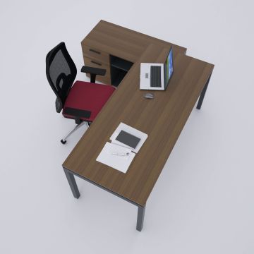 Cube-40 120cm Alt Etajerli Çalışma Masası 200x80 - Ceviz