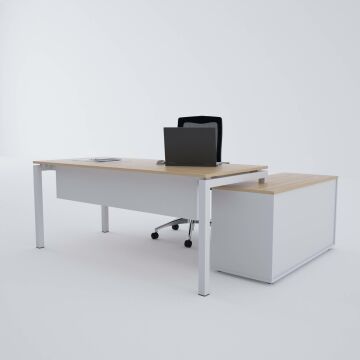 Cube-40 120cm Alt Etajerli Çalışma Masası 200x80 - Meşe