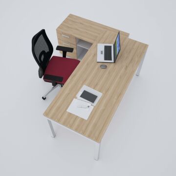 Cube-40 120cm Alt Etajerli Çalışma Masası 200x80 - Meşe