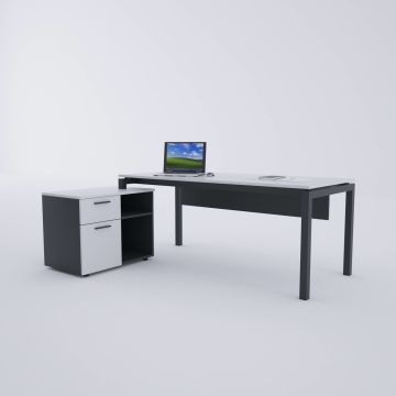 Cube-40 80cm Alt Etajerli Çalışma Masası 120x80 - Beyaz